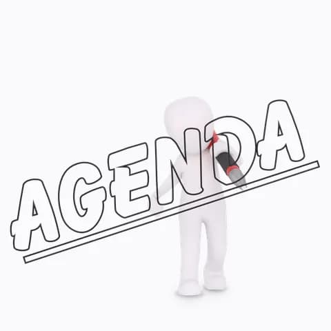 writing the agenda with a pen