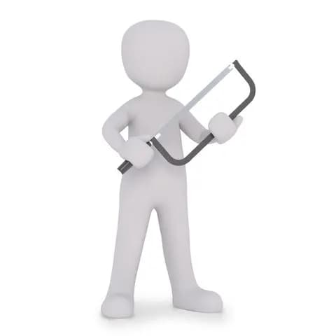 man holding a saw