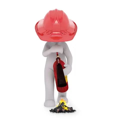 fireman using a fire extinguisher