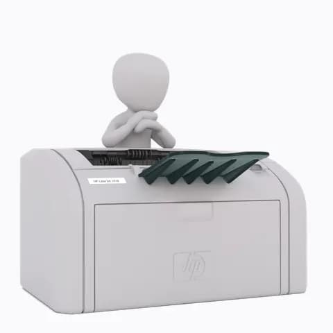 man on top of a printer
