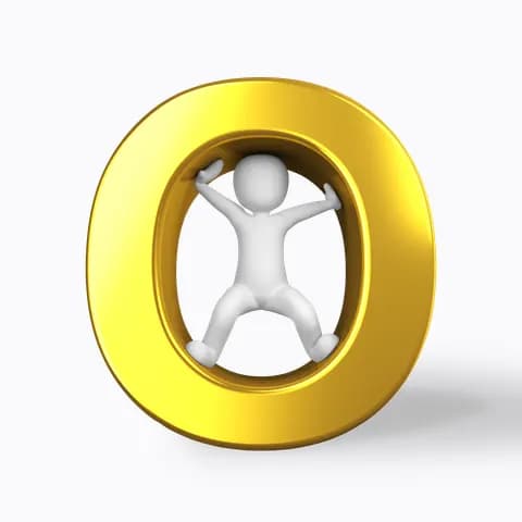 man standing on letter o