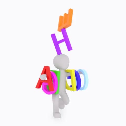 man balancing the alphabet