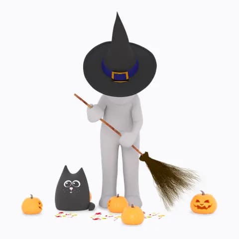 witch and her cat
