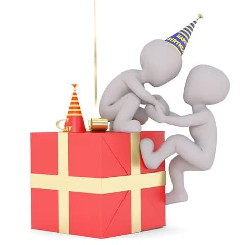 climbing on the gift for happy birthday
