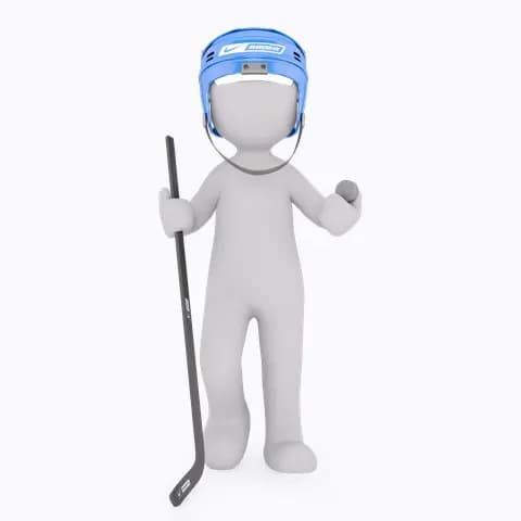 icehockey player with his puk helmet and