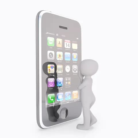 standing in front of a iphone